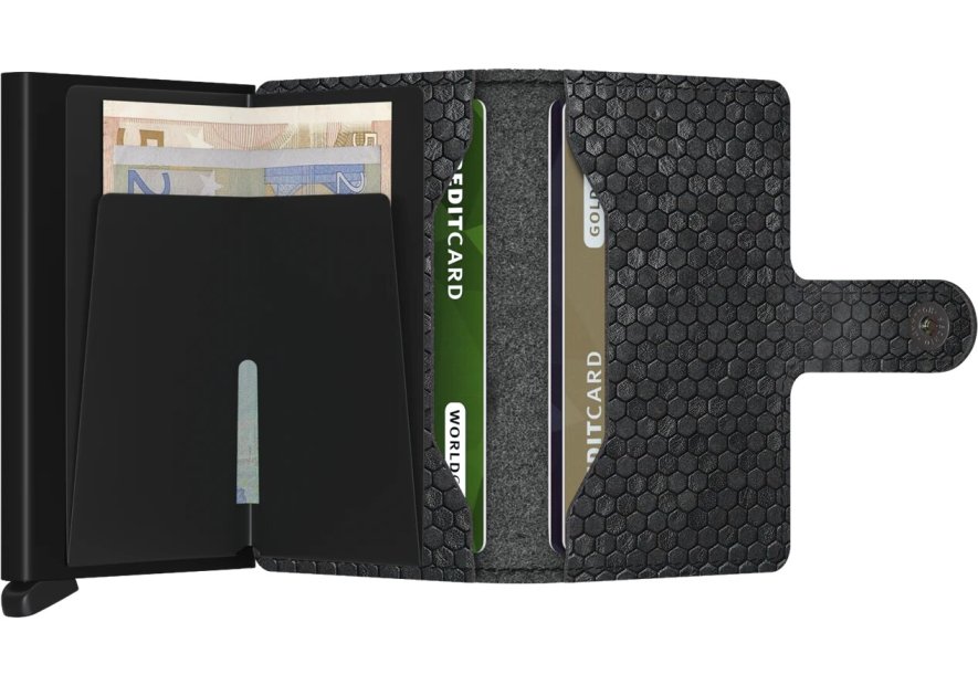 Secrid MHE - ALUMINIUM/CUIR - NOIR porte cartes miniwallet hexagon Porte-cartes