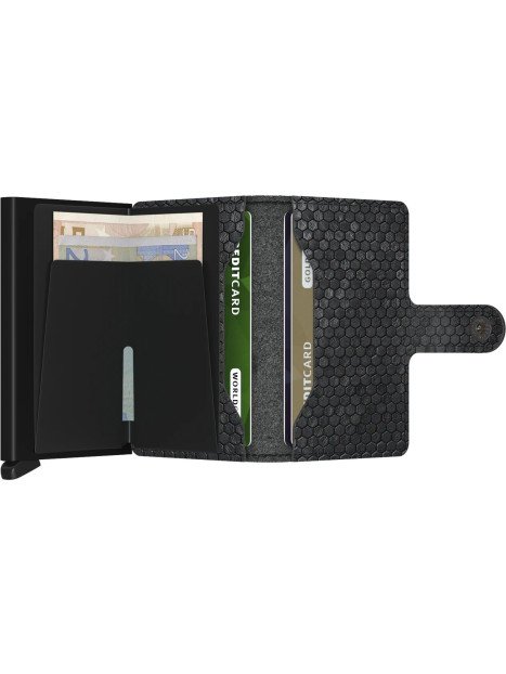 Secrid MHE - ALUMINIUM/CUIR - NOIR porte cartes miniwallet hexagon Porte-cartes