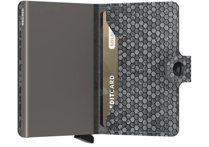 Secrid MHE - ALUMINIUM/CUIR - GREY porte cartes miniwallet hexagon Porte-cartes