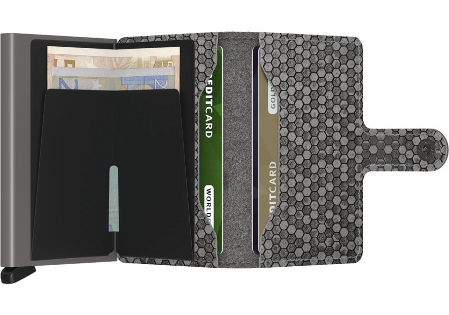 Secrid MHE - ALUMINIUM/CUIR - GREY porte cartes miniwallet hexagon Porte-cartes