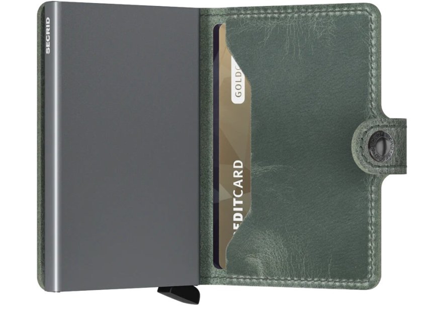 Secrid MV - CUIR DE VACHETTE - SAGE GRE porte cartes mini wallet vintage Porte-cartes