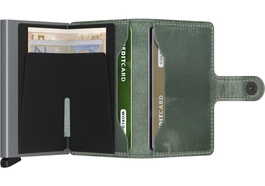 Secrid MV - CUIR DE VACHETTE - SAGE GRE porte cartes mini wallet vintage Porte-cartes