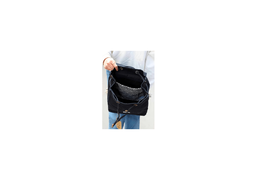 Hindbag MINI ELIOT - COTON BIO - NOIR sac à dos eliot Maroquinerie
