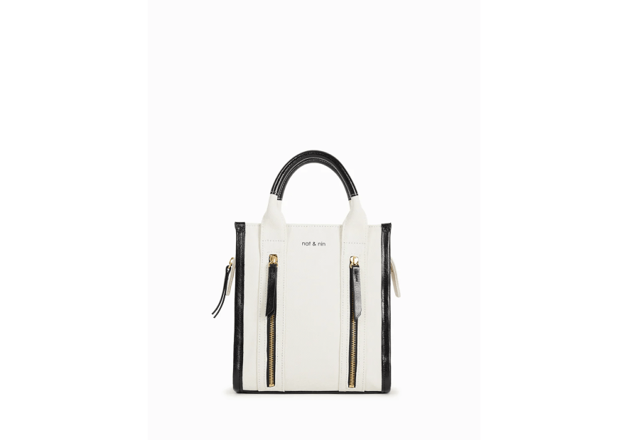 Nat & Nin MINI OPERA - TOILE ET CUIR - NOI petit sac porté travers Sac business
