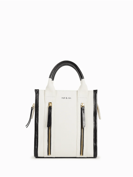 Nat & Nin MINI OPERA - TOILE ET CUIR - NOI petit sac porté travers Sac business