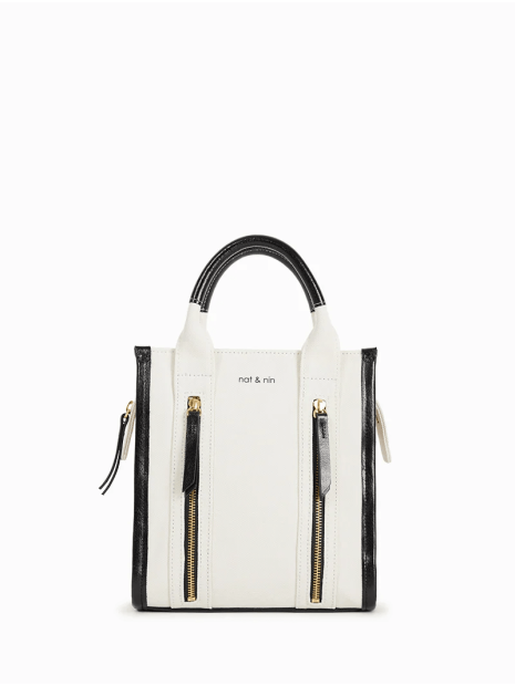 Nat & Nin MINI OPERA - TOILE ET CUIR - NOI petit sac porté travers sacs-a-mains