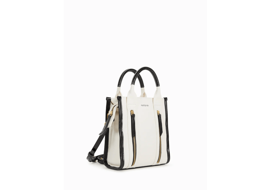 Nat & Nin MINI OPERA - TOILE ET CUIR - NOI petit sac porté travers Sac business
