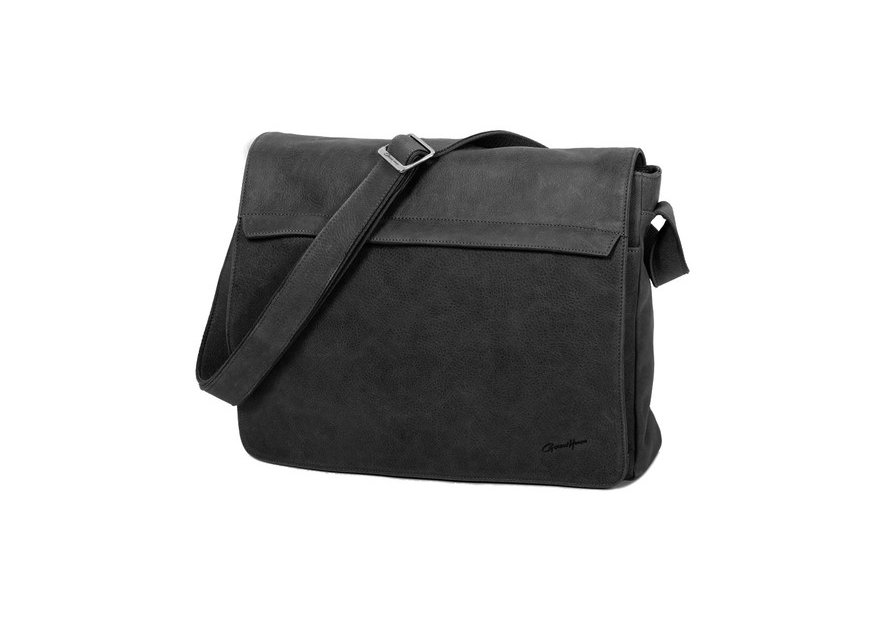 Gerard Henon 7173 - CUIR DE VACHETTE - NOIR - gibecière maxi vintage Sac business