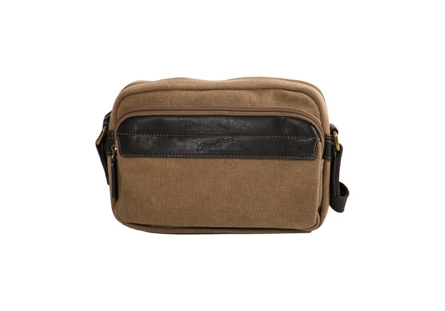 Gerard Henon 22320 - COTON ET CUIR - MARRON - sac homme mini reporter safari Sacs bandoulière/Sacoches