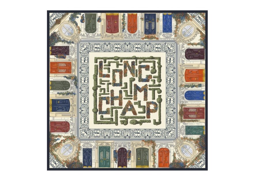 Longchamp 50641/SOI - SOIE - KAKI - A23 carré de soie jardin parisien 90x90cm Foulards/Etoles
