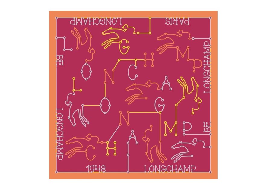 Longchamp 50636/GSO - SOIE - MAGENTA - ANI carré de soie parcours longchamp 50x50cm Foulards/Etoles