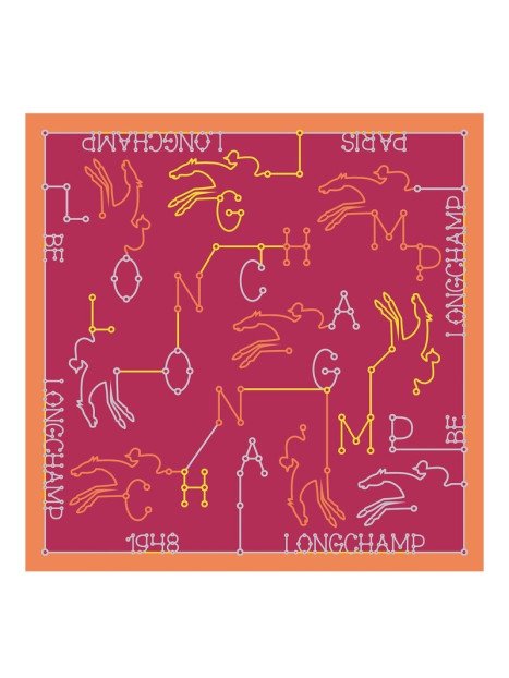 Longchamp 50636/GSO - SOIE - MAGENTA - ANI carré de soie parcours longchamp 50x50cm Foulards/Etoles