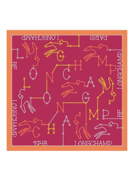 Longchamp 50636/GSO - SOIE - MAGENTA - ANI carré de soie parcours longchamp 50x50cm foulardsetoles