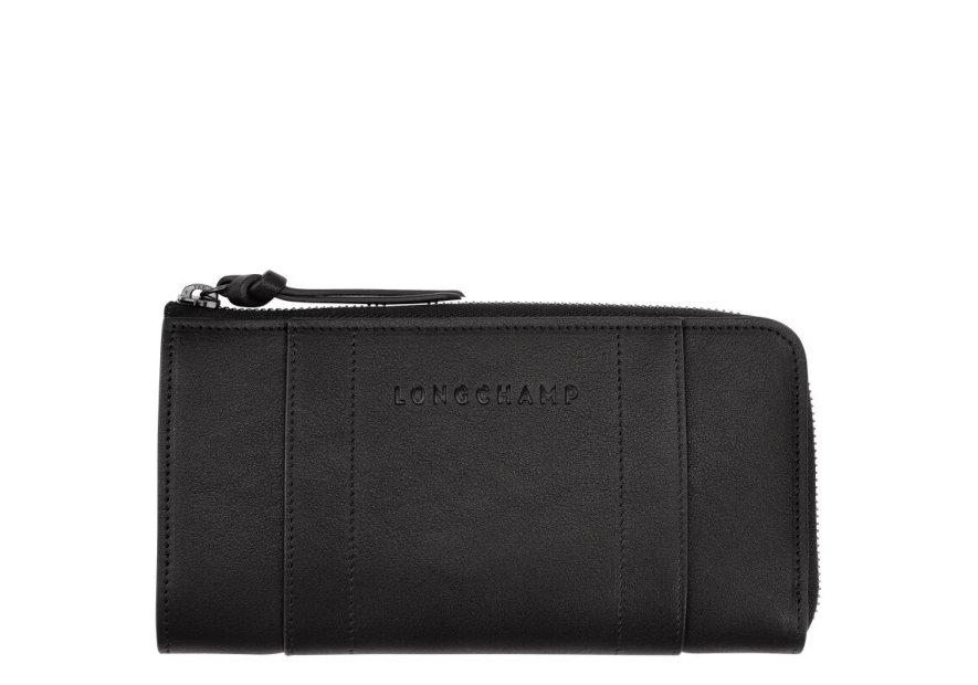 Longchamp 3418HCV - CUIR DE VACHETTE - NOI porte feuille long zippé 3d Porte-monnaie