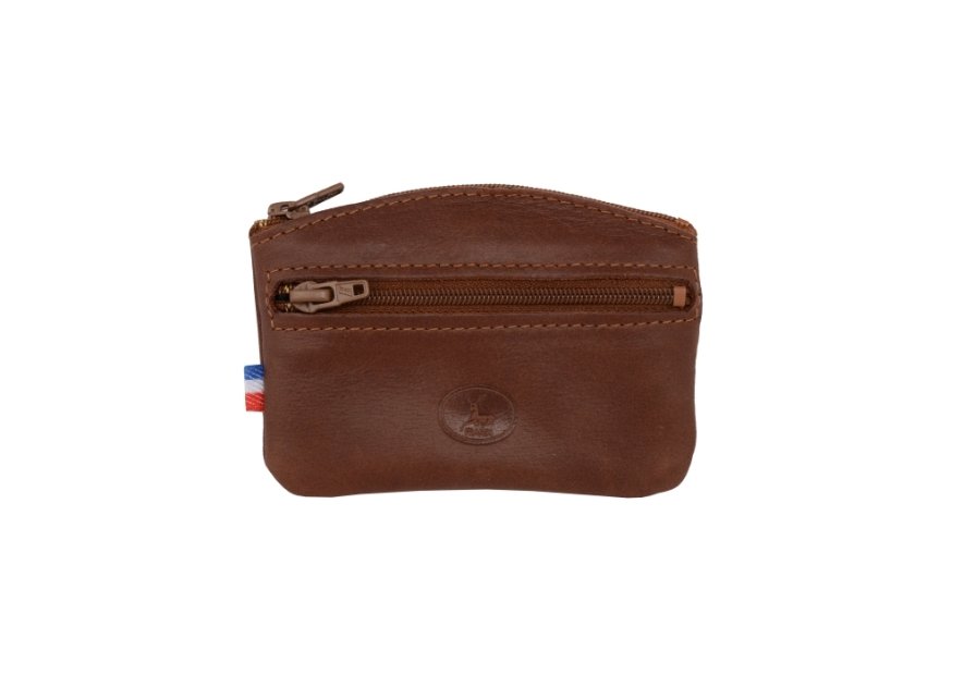 Frandi 204/5 - AUTHENTIQUE CUIR GRAS -  porte monnaie plat zip/zip devant Porte-monnaie