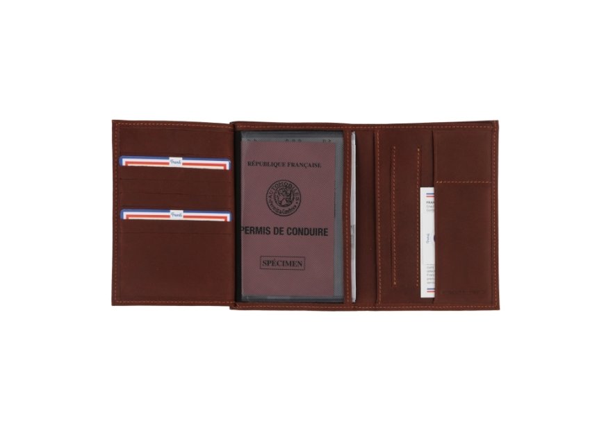 Frandi 668/5 RFID - CUIR DE VACHETTE -  portefeuille authentique 14 cm/3volets Portefeuilles