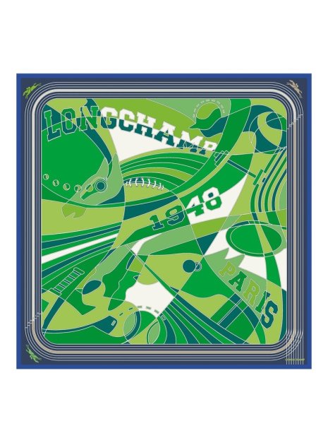 Longchamp 50642GSO - SOIE - VERT carré de soie longchamp league 90x90cm carre-de-soie