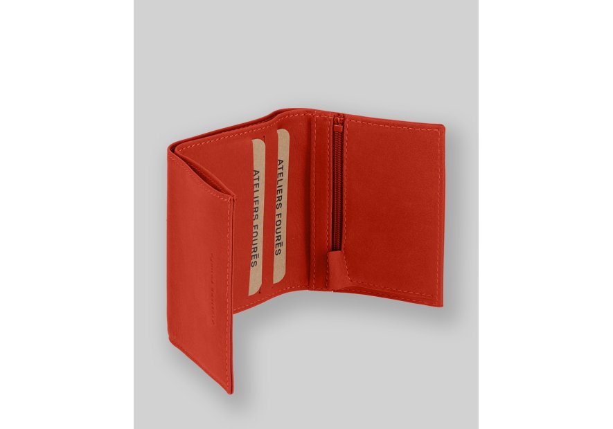 Les Ateliers Foures B20 - CUIR DE VACHETTE - ORANGE. fourès-baroudeuse-portemonnaie billet 6cc Portefeuilles