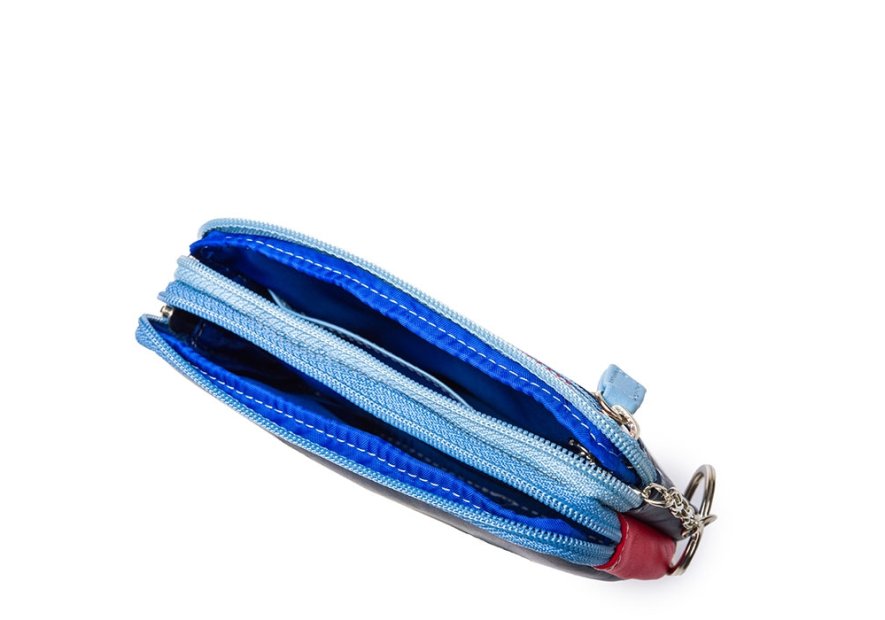 mywalit 1265 - CUIR DE VEAU - ROYAL - 12 porte-monnaie à double zip en cuir petit format Porte-monnaie