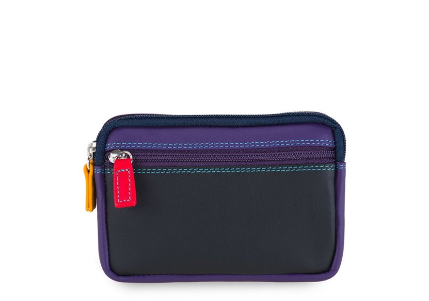 mywalit 1265 - CUIR DE VEAU - BLACK/PACE porte-monnaie à double zip en cuir petit format Porte-monnaie