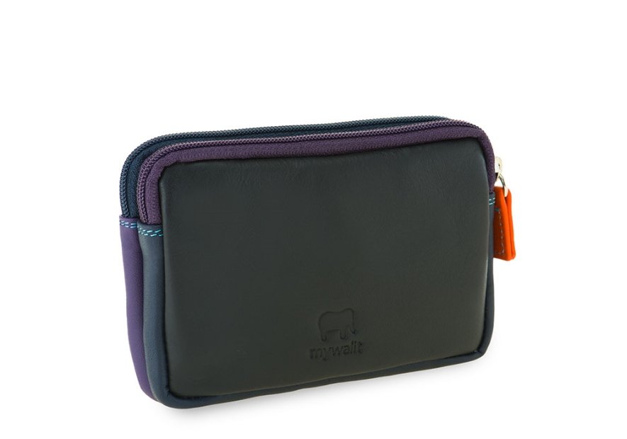 mywalit 1265 - CUIR DE VEAU - BLACK/PACE porte-monnaie à double zip en cuir petit format Porte-monnaie