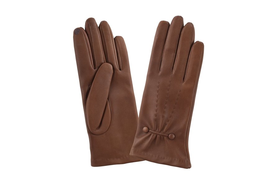 Glove Story 21481SN gant femme cuir doublé soie 2 boutons nervures gants femme