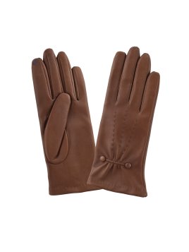 Glove Story 21481SN - CUIR D'AGNEAU - CORK - gant femme boutons doublé soie Gants