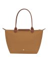Longchamp 2605089 - NYLON ET CUIR - CHAMOI sac cabas m le pliage n'est pas format a4 sac-a-main-shopping-toile-ou-cuir