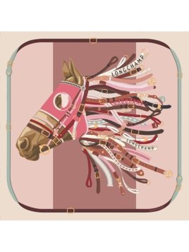 Longchamp 50620SOI - SOIE - ROSE - 118 carré de soie tête de cheval Foulards/Etoles