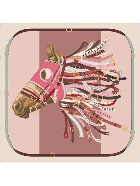 Longchamp 50620SOI - SOIE - ROSE - 118 carré de soie tête de cheval Foulards/Etoles