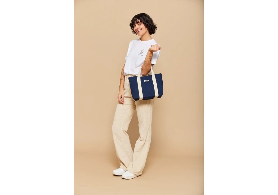 hindbag LOUISE - COTON BIO - NAVY sac mini cabas louise Sac business