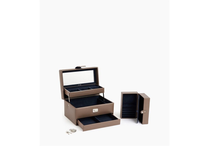 Le Tanneur TBJ7325 - CUIR DE VACHETTE - TAU coffret bijoux ouverture automatique m Coffrets à bijoux