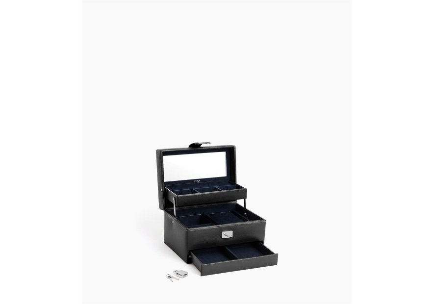 Le Tanneur TBJ7325 - CUIR DE VACHETTE - NOI coffret bijoux ouverture automatique m Coffrets à bijoux