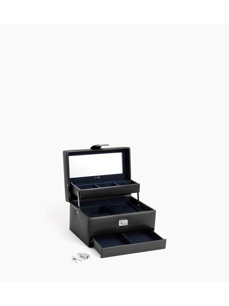 Le Tanneur TBJ7325 - CUIR DE VACHETTE - NOI coffret bijoux ouverture automatique m coffret-bijoux