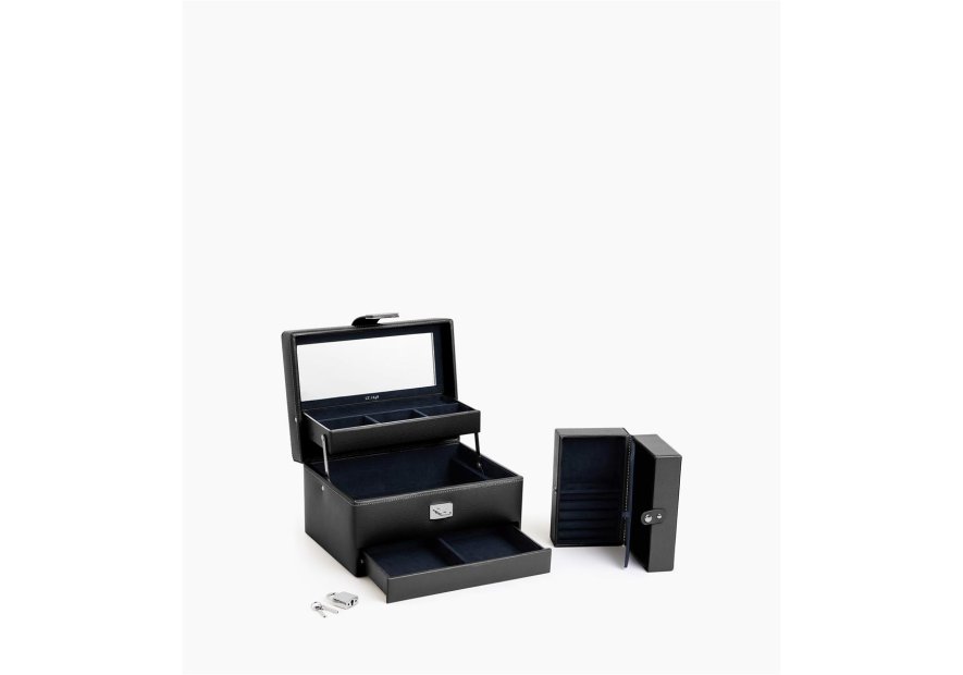 Le Tanneur TBJ7325 - CUIR DE VACHETTE - NOI coffret bijoux ouverture automatique m Coffrets à bijoux