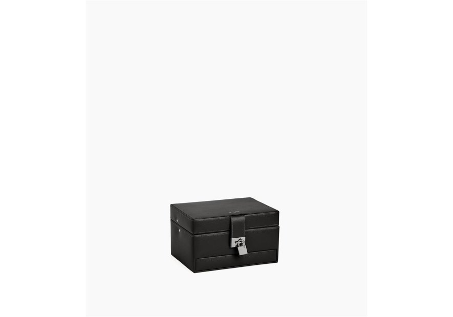 Le Tanneur TBJ7325 - CUIR DE VACHETTE - NOI coffret bijoux ouverture automatique m Coffrets à bijoux
