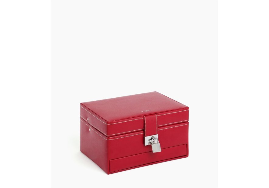 Le Tanneur TBJ7325 - CUIR DE VACHETTE - GRE coffret bijoux ouverture automatique m Coffrets à bijoux