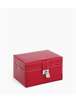 Le Tanneur TBJ7325 - CUIR DE VACHETTE - GRE coffret bijoux ouverture automatique m Coffrets à bijoux