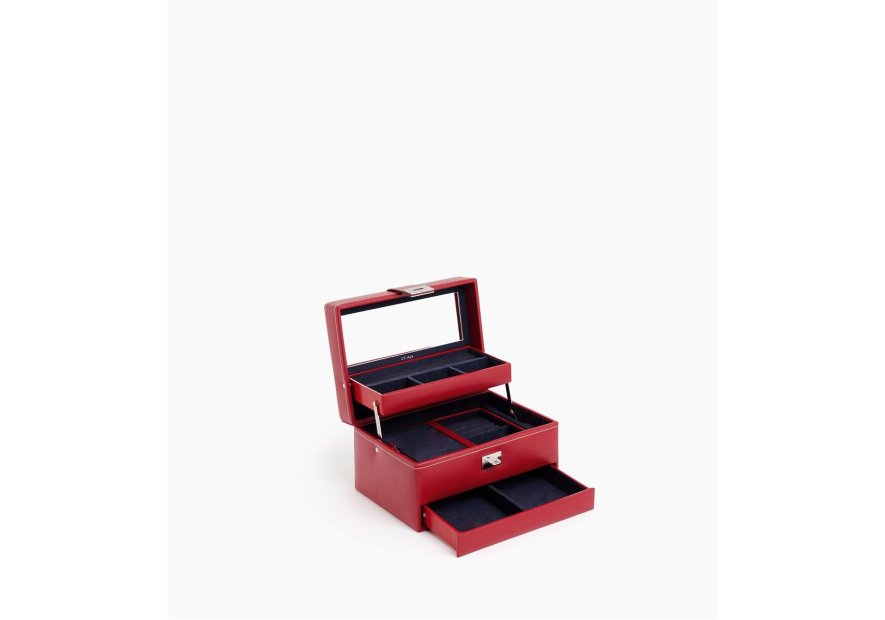 Le Tanneur TBJ7325 - CUIR DE VACHETTE - GRE coffret bijoux ouverture automatique m Coffrets à bijoux