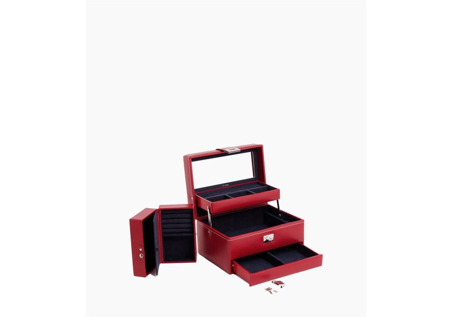 Le Tanneur TBJ7325 - CUIR DE VACHETTE - GRE coffret bijoux ouverture automatique m Coffrets à bijoux