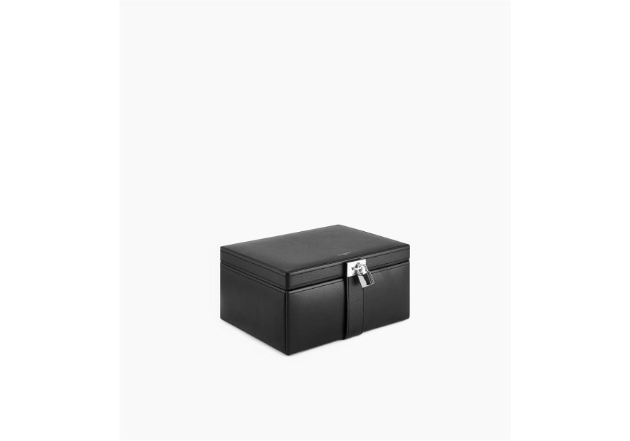 Le Tanneur TBJ7323 - CUIR DE VACHETTE - NOI grand coffret bijoux miroir Coffrets à bijoux