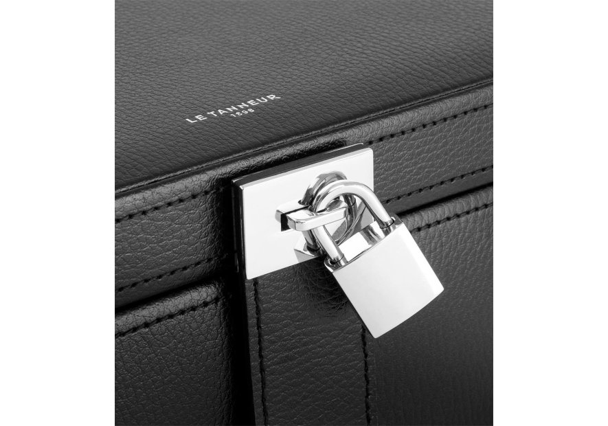 Le Tanneur TBJ7323 - CUIR DE VACHETTE - NOI grand coffret bijoux miroir Coffrets à bijoux