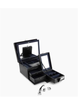 Le Tanneur TBJ7323 - CUIR DE VACHETTE - NOI grand coffret bijoux miroir Coffrets à bijoux