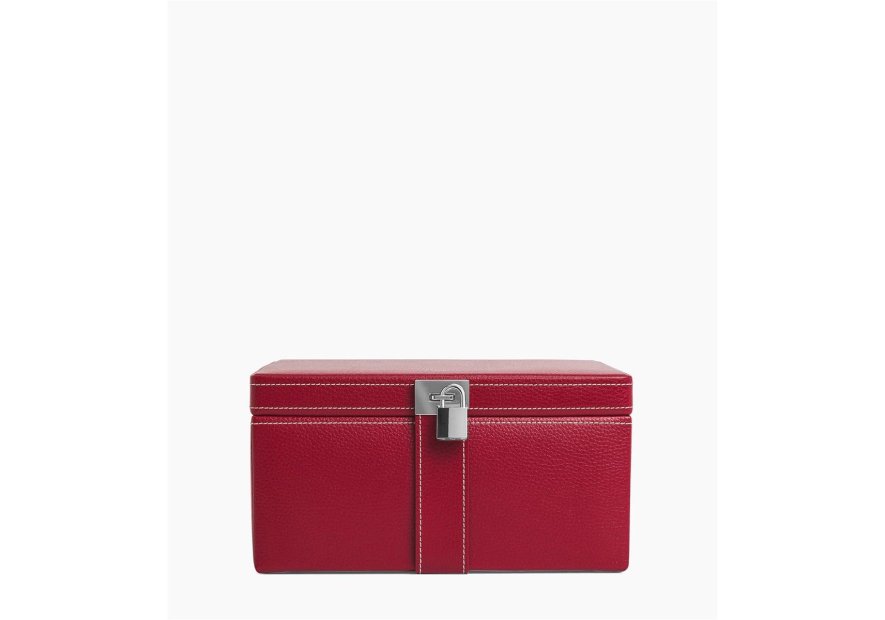 Le Tanneur TBJ7323 - CUIR DE VACHETTE - GRE grand coffret bijoux miroir Coffrets à bijoux