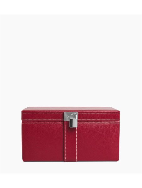 Le Tanneur TBJ7323 - CUIR DE VACHETTE - GRE grand coffret bijoux miroir Coffrets à bijoux