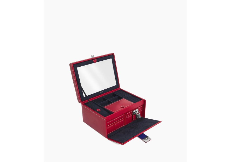 Le Tanneur TBJ7323 - CUIR DE VACHETTE - GRE grand coffret bijoux miroir Coffrets à bijoux
