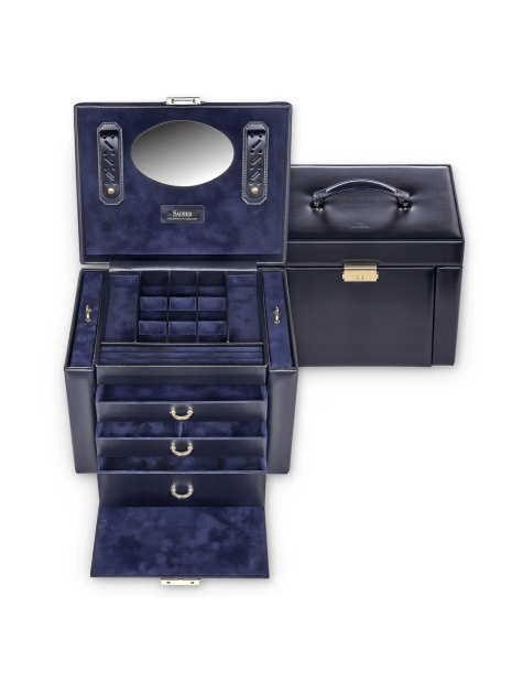 sacher 88.301 - CUIR - NAVY coffret à bijoux xxl marta accuro Coffrets à bijoux sacher 88.301 - CUIR - NAVY coffret à bijoux xxl sacher marta coffret-bijoux