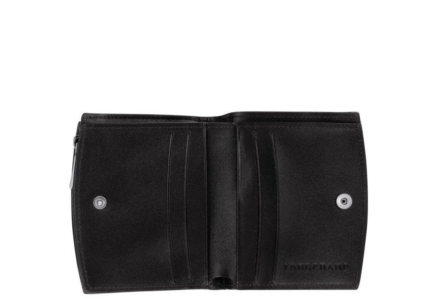 Longchamp 30011HCL - CUIR DE VEAU - NOIR - porte monnaie billet roseau box Porte-monnaie