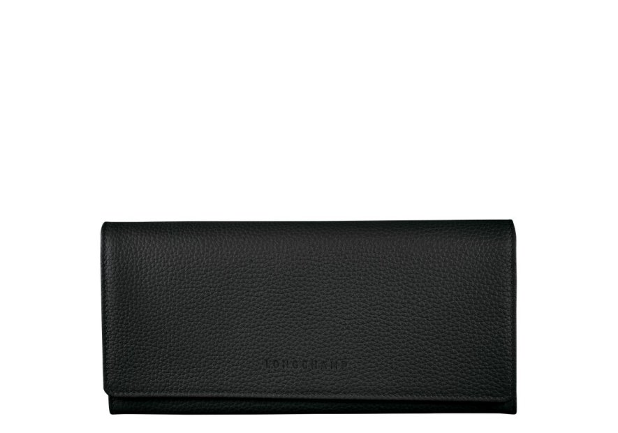 Longchamp 3044021 - CUIR DE VACHETTE - NOI portefeuille rabat le foulonné Porte-monnaie