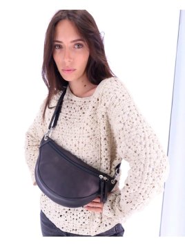 Les Ateliers Foures B125 - CUIR DE VACHETTE - NOIR sac banane atalante medium banane